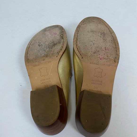 Ariana Bohling Sami Gold Leather Slip On Classic Heeled Mule Shoe US 8.5 EU 39 - Picture 11 of 12